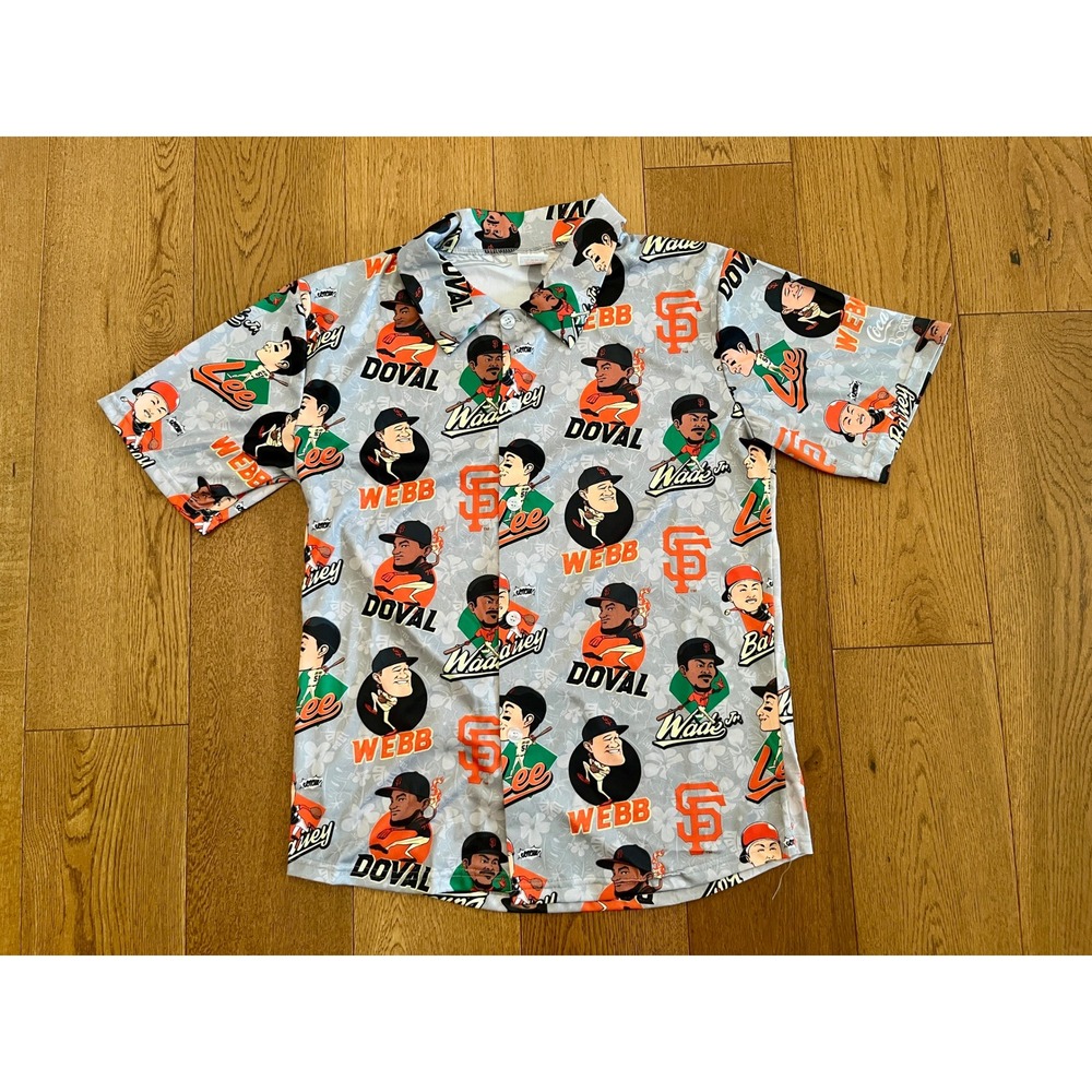 SF Giants Bobblehead Caricature Shirt M Webb Doval Lee Wade Jr Bailey MLB Blue